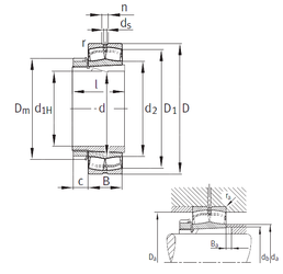 Vòng bi tang trống tự lựa 2 dãy 22238-K-MB+H3138 FAG